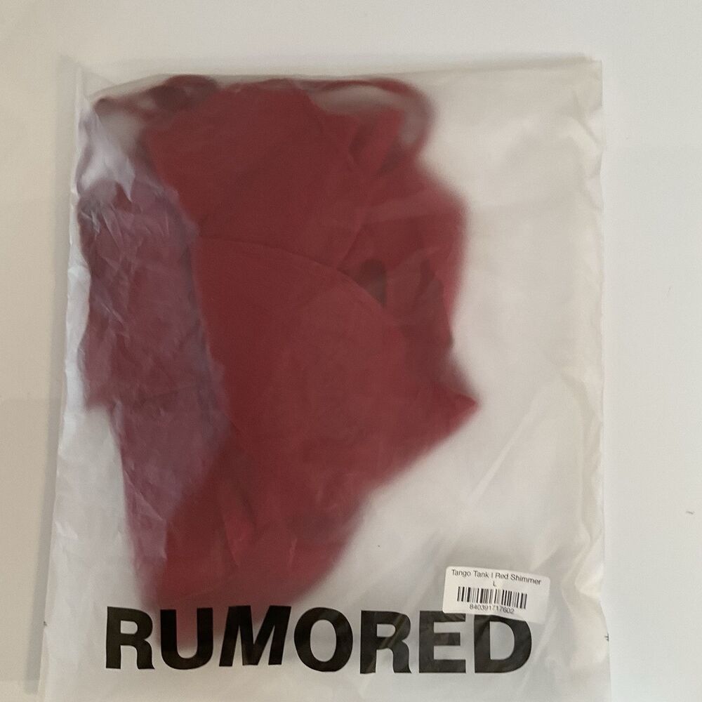 Rumored Tango Tank Red Shimmer Ruffled Adjustable Straps Size L NWT - Picture 13 of 15